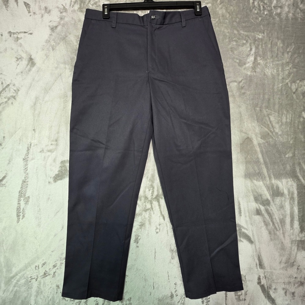 Cintas ComfortFLEX Mens Navy Blue Work Pants 34 Flat Front Twill Trousers